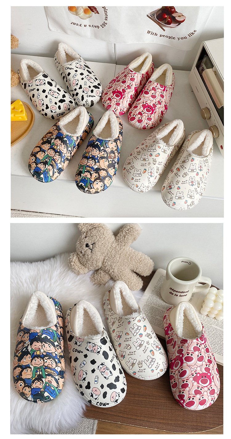 Printed Slippers Anti-slip Cotton Slippers Indoor House Warm Cotton Shoes Wholesale