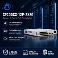 Commutateur d'entreprise SD-Access compact sans ventilateur 12 ports PoE+ 2x10G SFP+ Uplink, tout nouveau, Network Essentials C9200CX-12P-2X2G