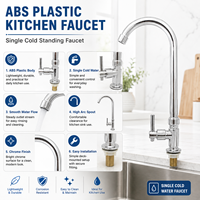 Robinet de cuisine monocommande en acier plastique, design moderne, finition chromée, pour vente en gros au Brésil