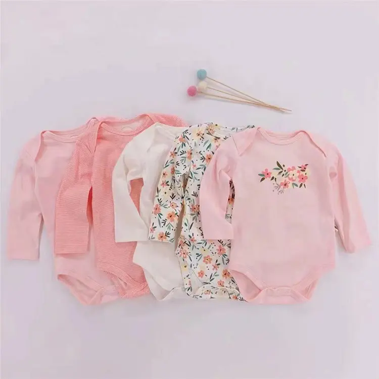 In-stock product Unisex long sleeve jumpsuit infant bodysuit spring autumn 5 piece set 2021 baby romper