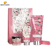 Vente en gros boîte à fleurs personnalisée de haute qualité lotion corporelle blanchissante naturelle brume de parfum gel douche ensemble cadeau pour les femmes