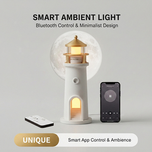 Luce Ambientale Intelligente Moonlit Beacon |   Lampada Proiettore ABS Design Faro con Controllo App e Telecomando per Camera da Letto - Product Image 3
