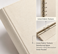 Classeur Premium 4 anneaux A4 B5 avec couverture en carton, pochettes à spirale, porte-cartes, logo personnalisé, estampage à chaud, OEM ODM, fourniture en gros, direct usine