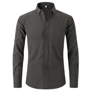 <span class=keywords><strong>Camicia</strong></span> da uomo in <span class=keywords><strong>lino</strong></span> di cotone nero bianco a maniche lunghe Business Slim Fit bella <span class=keywords><strong>camicia</strong></span> Casual formale - Product Image 4