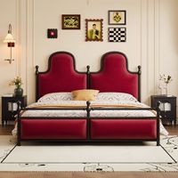 Lit double Paris en pin massif, style moderne, rembourré, écologique, luxe léger, pour chambre principale, lit haut américain