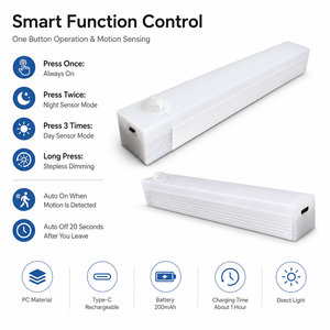 Luz LED para Debajo del Gabinete, 3500K Blanco Cálido, Sensor de Movimiento, Montaje en Superficie, ABS Mate, Iluminación para Gabinetes - Product Image 4