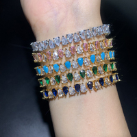 Ensemble collier et bracelet tennis en zircon et turquoise en forme de larme, nouveau design, cadeau de fête, de mariage ou de Noël, style européen