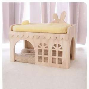 Yaratıcı katı ahşap tavşan kale yatak küçük evcil saklanma oynamak için Hideaway yuva kertenkele sarkık kulaklı tavşan ek - Product Image 2