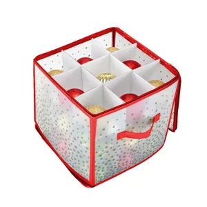 عيد الميلاد الكرة صندوق تخزين 27 شبكات للطي حلية مربع مع ورقة Individer عيد الميلاد صندوق تخزين