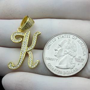Colgante con Letra K, Colgante de Diamante Moissanite sin Cadena, Plata de Ley 925, Estilo Iced Out, Regalo de Cumpleaños, Colgante con Letra - Product Image 2