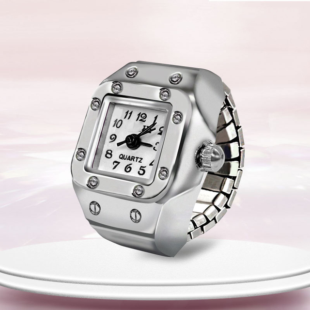 Hot Sale Retro Quartz Watch Ring Creative Movement Fashion Stainless Steel Elastic Couple Finger Rings Watches for Women Men