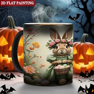 Heat Color Changing Ceramic <b>Mug</b> 11oz Frosted Black Magic Cup With <b>Easter</b> Bunny Design 2D Flat Painting - Product Image 6