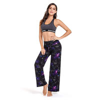 Pantalon large personnalisé pour femme, taille haute, imprimé, respirant, devant plat avec poches, cordon de serrage plat