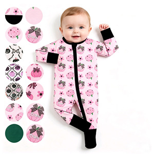 Ropa de bebé personalizada de boutique: Peleles de otoño con lazos de calabaza, pelele con pies, ropa de dormir bonita al por mayor, ropa para recién nacidos, nuevos estilos - Product Image 1