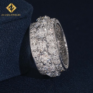 ZUANFA JEWELRY Anillo Ancho con Diamantes Cultivados en Laboratorio, Bañado en Rodio, Estilo Iced Out Bling Hip Hop - Product Image 2