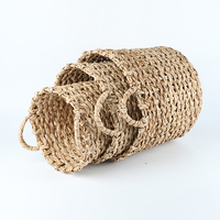 Panier de rangement avec poignée, en jonc de mer tressé, pliable, pour organisation de stock, articles divers et linge