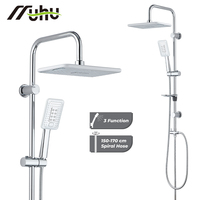 Ensemble de douche pour salle de bain d'hôtel, ensemble de douche à long col avec mitigeur thermostatique haute pression et pomme de douche dorée rose