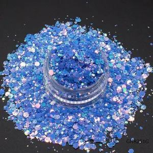 Glitter Factory Special Design Bullion/ Iridescent Chunky Mixes Glitter For Nail Arts/Resin Crafts/Jewelry Necklace Decoration