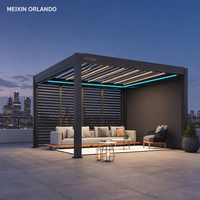 Pergola bioclimatique motorisée en aluminium et verre trempé MEIXIN ORLANDO pour extérieur de villa de luxe moderne et hôtel