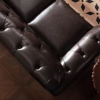 Vente flash : Ensemble de canapés modulaires en cuir européens pour salon, meubles classiques de luxe