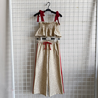 Ensemble personnalisé pour bébé et petite fille, 95% coton, 5% élasthanne, imprimé léopard, haut sans manches et pantalon long, tenue pour filles