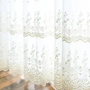 Turkish Curtains Embroidery Window Curtain European Window Embroidered Luxury Curtains for Living Room Bedroom