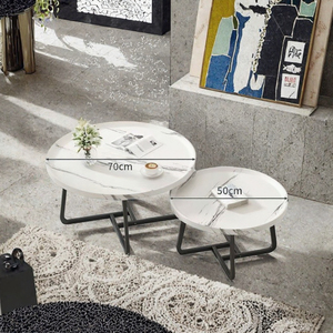 Tables basses gigognes modernes en faux marbre 70cm 50cm, structure métallique, faciles à nettoyer, garantie 1 an, mobilier de salon minimaliste - Product Image 3