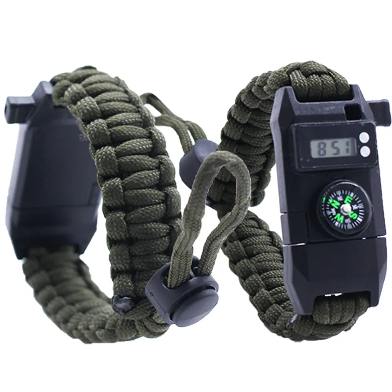 Custom Outdoor Compass Survival Paracord 550 Bracelet with Watch Knife