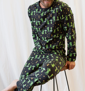 Conjunto de Pijamas de Algodón para <span class=keywords><strong>Hombre</strong></span>, Primavera-Otoño, Manga Larga, Estampado, Ropa de Dormir Transpirable, Ropa de Estar por Casa Cómoda y Holgada - Product Image 1