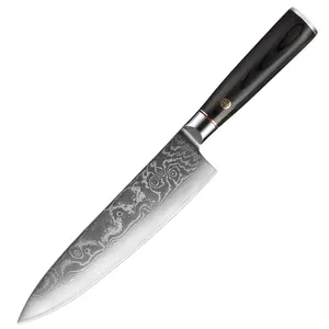 Quality Professional Custom Logo Kitchen Cut Cooking 8 Inch 67 Layers VG10 Blade Damascus Steel Chef Knife