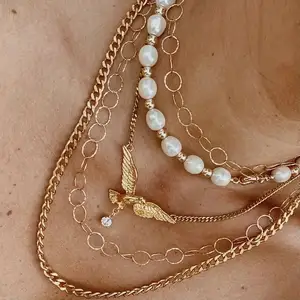 BD-B2985 Hohe Qualität einfaches Design Gold Halskette, Perlenkette Halskette Adler Anhänger Halskette Schmuck für Frauen Mädchen