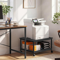 Dudukan Printer Kantor JH-Mech dengan Penyimpanan untuk Meja Kerja, Kokoh, Tahan Lama, Baja Karbon, Warna Putih