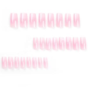 24 <span class=keywords><strong>Uñas</strong></span> Postizas Acrílicas para Mujer, Diseño Simple, Mediano Largo, Cuadradas, <span class=keywords><strong>Degradado</strong></span> en <span class=keywords><strong>Rosa</strong></span> Nude <span class=keywords><strong>y</strong></span> <span class=keywords><strong>Blanco</strong></span> - Product Image 2