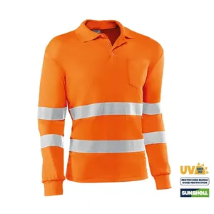 Chemises polo - HV730ML S Eire - Couleur : Orange - Bandes réfléchissantes « Eye bird » avec trois sur le devant - Product Image 1