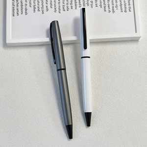 Nouveau stylo à bille rotatif en métal de haute qualité avec texture givrée, impression de logo d'entreprise. - Product Image 2