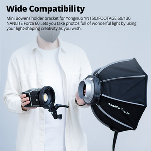 อะแดปเตอร์เมาท์ Ambitful <span class=keywords><strong>MB01</strong></span> MB02 Mini Mount เป็น Bowens Mount ติดตั้งง่ายสำหรับ YONGNUO YN150 IFOOTAGE 60/130 NANLITE Forza 60 Softbox - Product Image 2