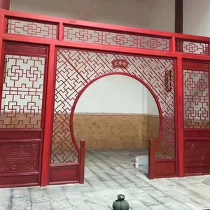 Pantalla de rejilla de partición de puerta de cueva de luna de madera maciza personalizada estilo <span class=keywords><strong>B</strong></span> & <span class=keywords><strong>B</strong></span> chino para pantallas y divisores de habitación - Product Image 4