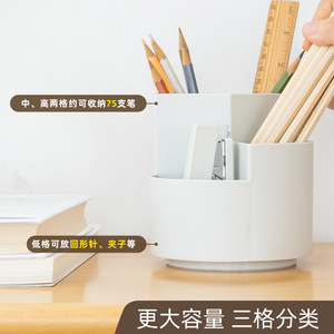 Shidai Liangpin Pen Holder Round Plastic 360 Degree <b>Rotating</b> <b>Desk</b> Storage Stationery Organizer - Product Image 2