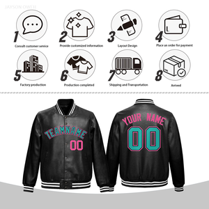 سترة رياضية جلدية كاملة عالية الجودة قابلة للتخصيص مع شعار مطرز كبير الحجم - Product Image 6