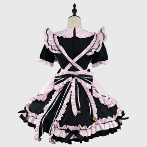 Lolita Maid Costume Black Pink Ruffle Dress Cosplay Anime Role Play Women's Sweet Style Spring 2024 - Product Image 3