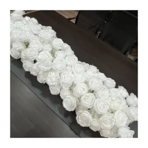 wedding decoration supplies low customized artificial wholesale white silk rose floor runner flowers wedding