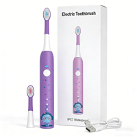 Cepillo de Dientes Eléctrico Sónico de Cerdas Suaves para Niños Pequeños, Paquete de 2 Cabezales, Recargable por USB de 400 mAh, Carga Directa, Resistente al Agua IPX7, Temporizador de 2 Minutos