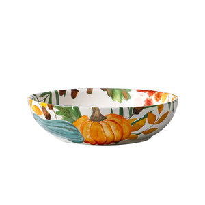 Piatto Fondo in Ceramica Personalizzabile da 8 Pollici, Stile Americano con Motivo Vegetale Ecologico, per Riunioni Familiari, Matrimoni e Feste - Product Image 1