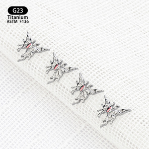 Boucles d'oreilles clous papillon en titane G23 7,5 mm x 8 mm, filetage interne, bijoux de piercing pour cartilage - Product Image 3