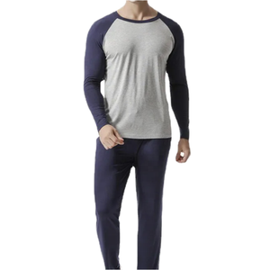 Ensemble de vêtements de détente en coton pour homme, imprimé nuage de dessin animé personnalisé, pantalon à manches longues, deux pièces, vêtements de maison OEM - Product Image 1