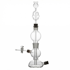 Clear Borosilicate Glass <strong>Kipps</strong> Apparatus Gas Generator with Stopcock Chemistry Laboratory Science Experiment Glassware Supplies - Product Image 1