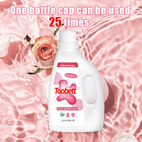 Toobett 2L Lessive liquide jetable écologique pour vêtements, aux enzymes végétales, parfum rose, efficacité 5%-15%, Chine