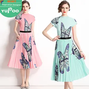 9195-88-671-stock woman clothes manufacturer wholesale fashion apparel elegant vintage lady floral Evening casual Dresses