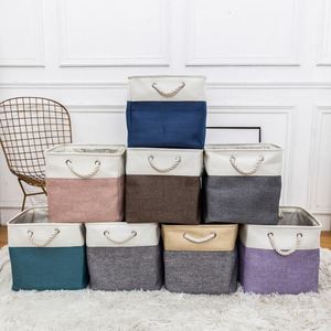 Nouvelle boîte de rangement pliable en lin avec poignée en corde de coton, panier de rangement pliable pour jouets, panier organisateur, panier à linge - Product Image 5