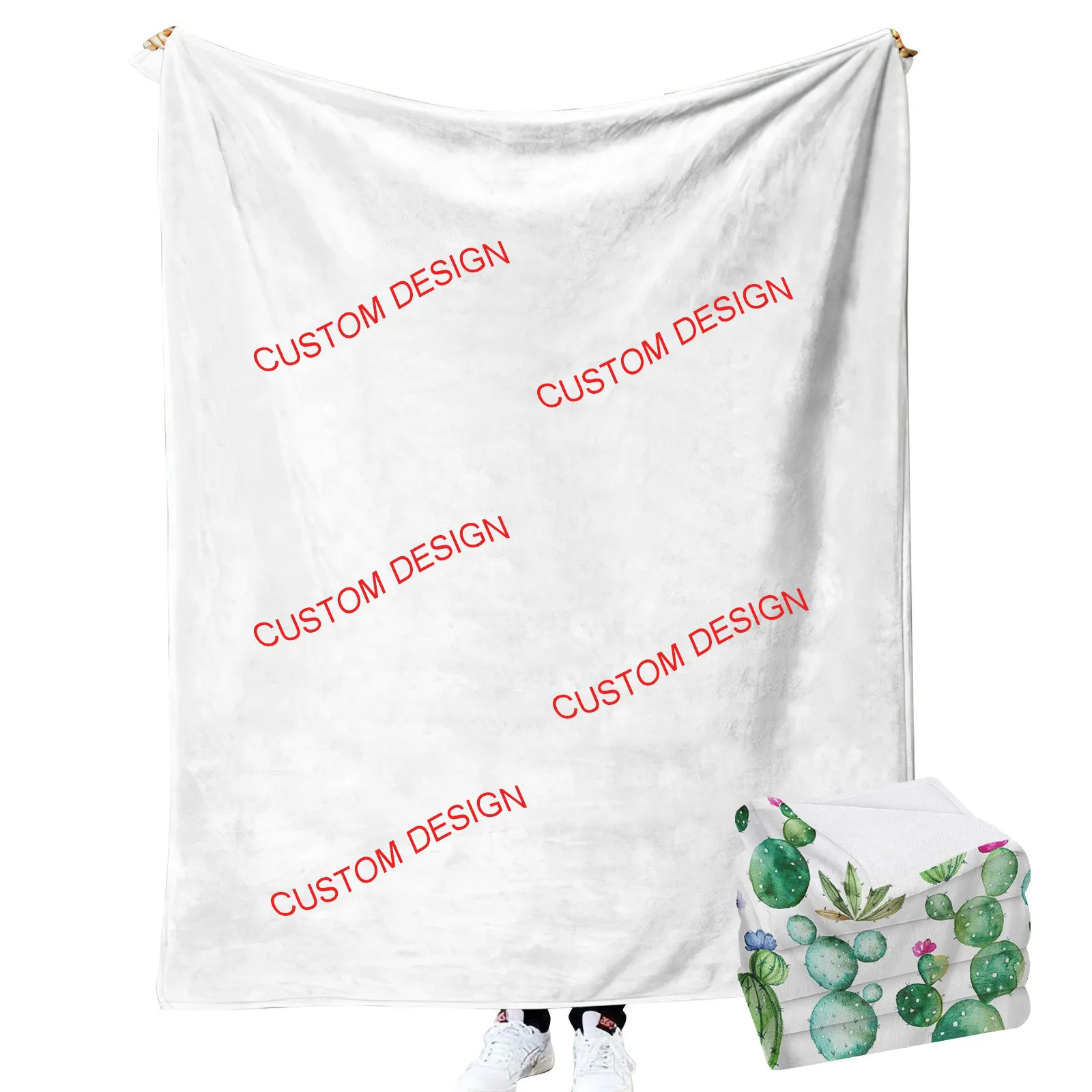 Custom Digitaal Print Logo Blanco Witte Fotodeken Sublimatie Deken 50X60 Minky Flanellen Fleece Deken